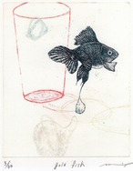 溝上幾久子「Gold fish」 Mizokami Ikuko color etching/sheet thumbnail 1