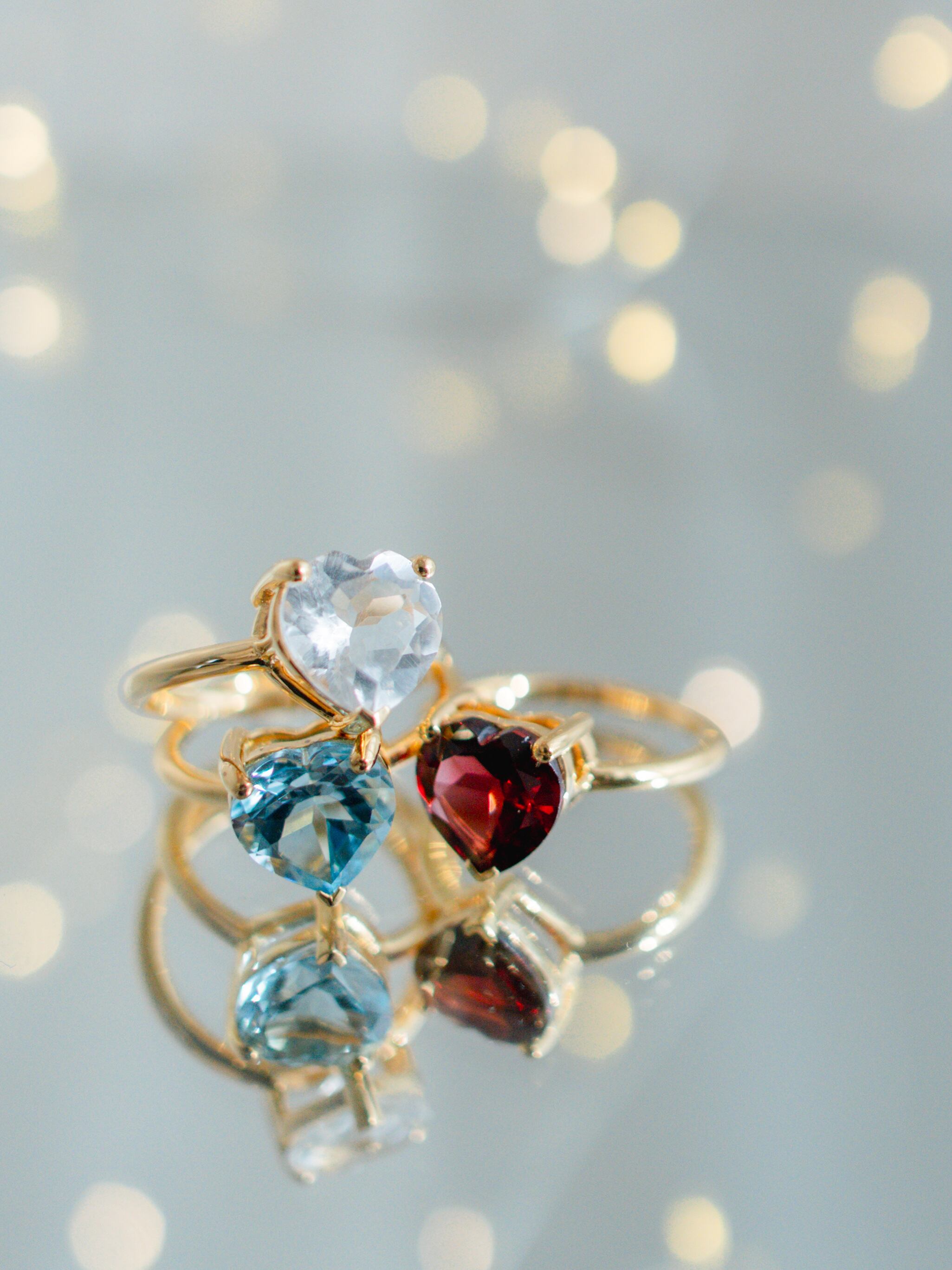 ガーネット ハートシェイプリング イエローゴールド | ＜天然石