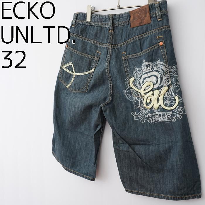 【ECKO UNLTD】エコーアンリミテッドワイドデニムハーフパンツ メンズ