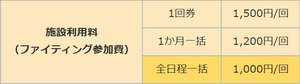 施設利用料（ファイティング参加費） 3ヶ月分一括予約単価