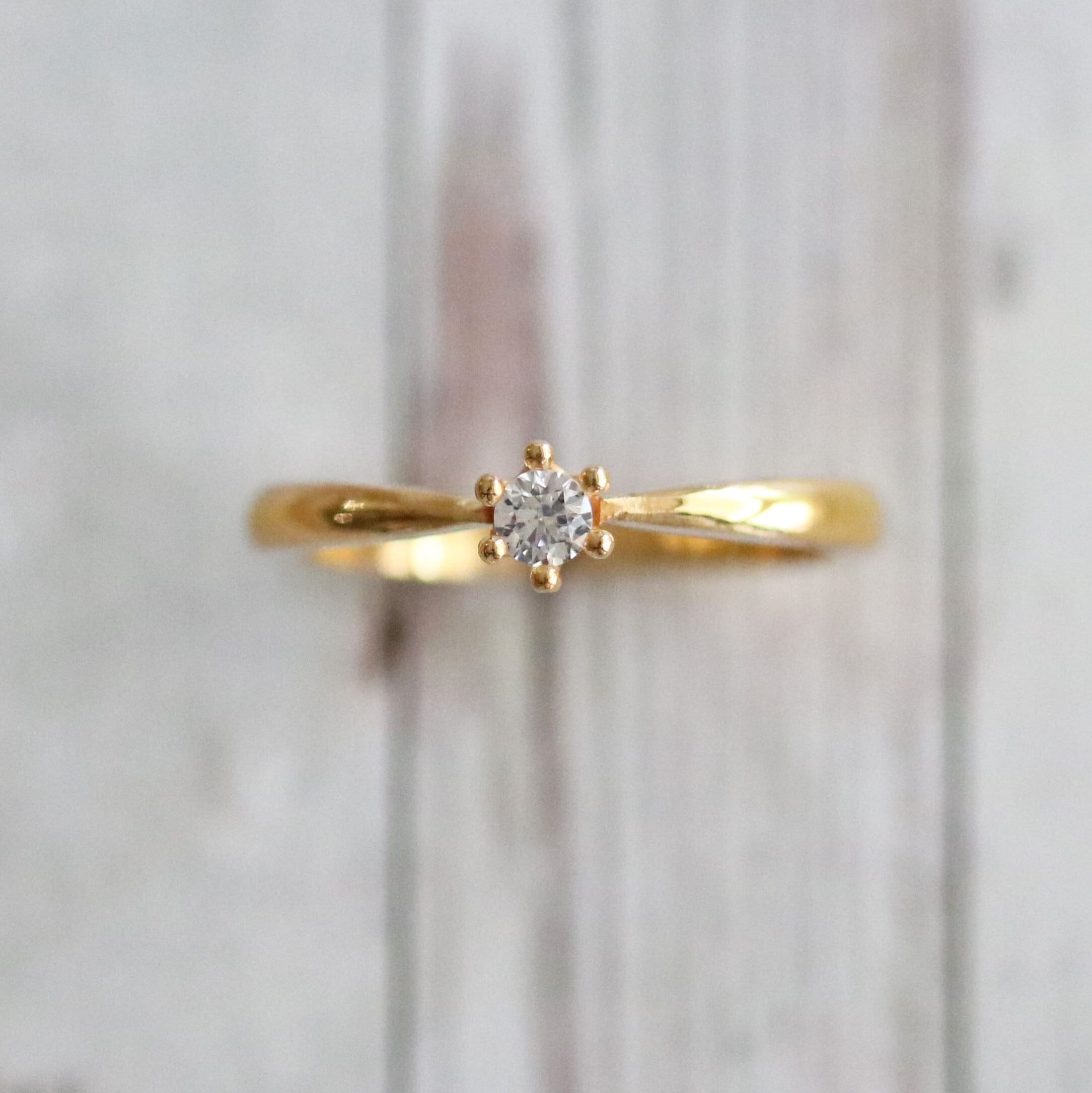 婚約指輪】まる6留_ストレート_K18YG | Somm Jewelry【ソムジュエリー】