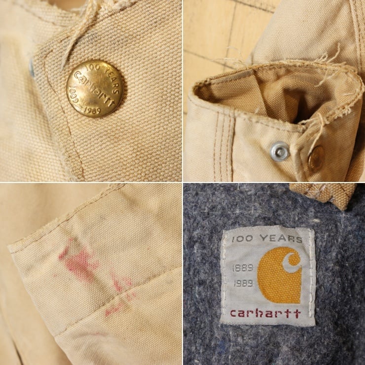 80s USA製 100YEARS carhartt カーハート デトロイト ジャケット ブランケット ダック ワーク ブラウン メンズM相当  アメリカ古着　020222ss22