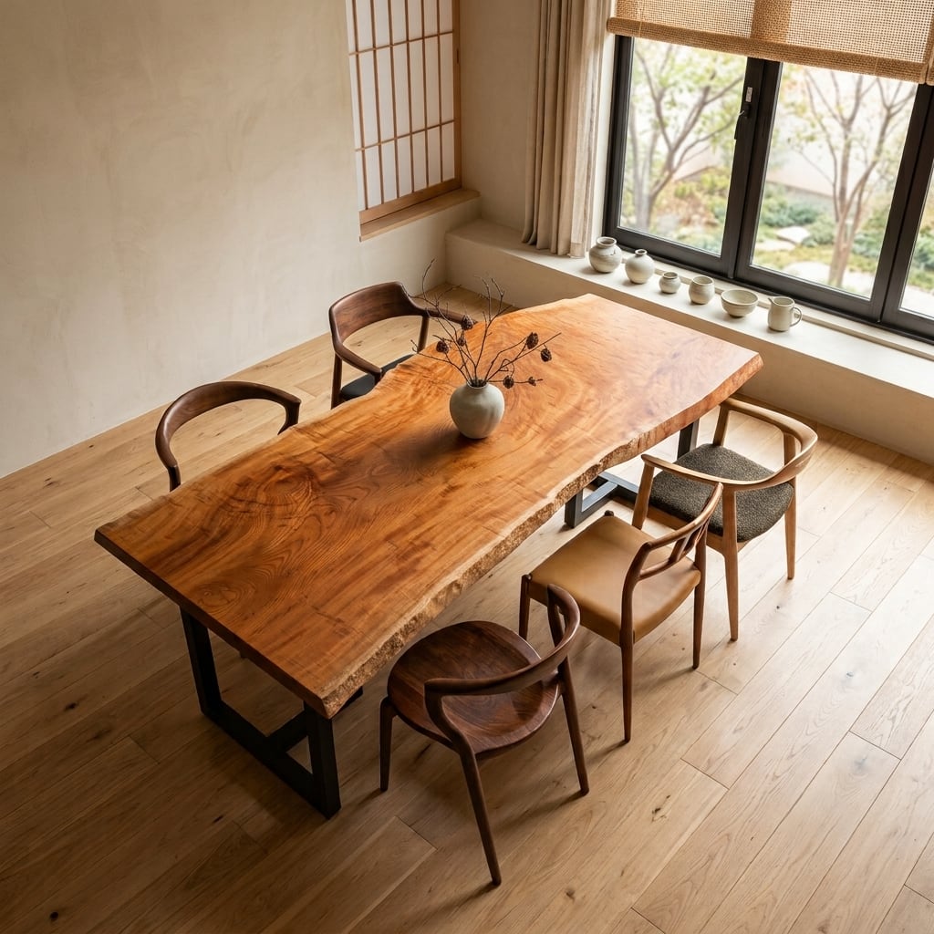 【玉杢】欅(ケヤキ)_2300×850-890-990×53_横浜元町店_テーブル天板/一枚板 262713