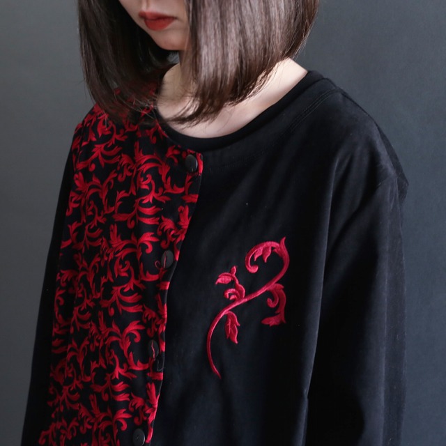 asymmetry design embroidery art pattern fake suede shirt jacket