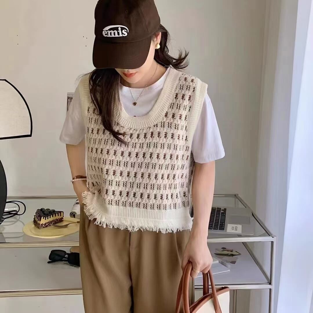 Uネックマルチカラーニットベスト　AJ33172-610