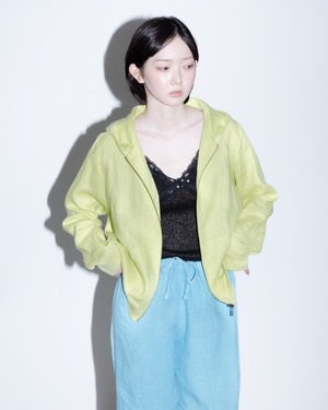 1990-00s zip-up linen hoodie