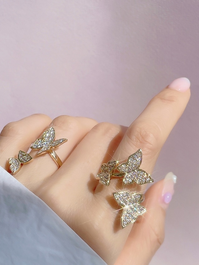 3 Crystal Butterfly ring