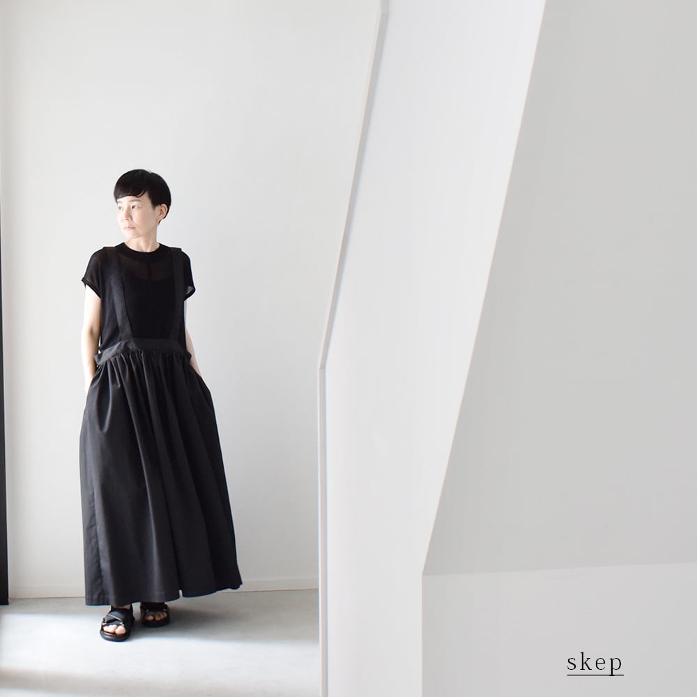 ギャザージャンパースカート：黒［SK03JSBK］ | skep-online shop