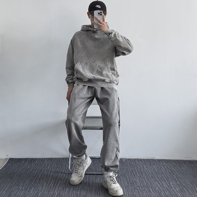 予約販売】メンズ セットアップ 上下 長袖 ウォッシュ加工 ライト