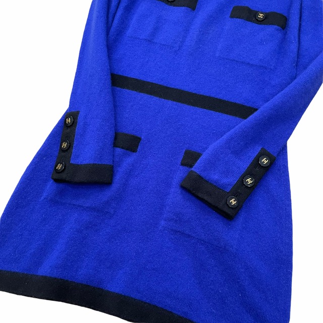 CHANEL シャネル ニットワンピース ロングニット ブルー