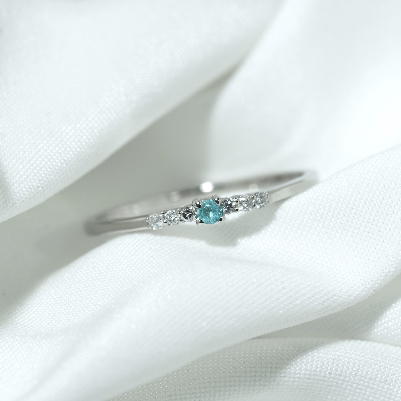 パライバトルマリン ブラジル産 リング 0.03ct D0.048ct pt900 Paraiba Tourmaline