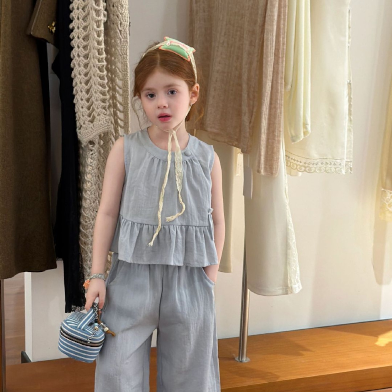 夏フリル裾ベスト＆ボトムスセット