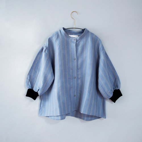 michirico (ミチリコ)/ stripe linen shirts / スカイブルー / L(115-130cm) , XL(130-140cm)