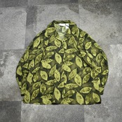 botanical pattern open collar shirt