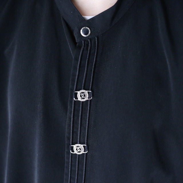 "刺繍" silver ornament  fry-front minimal mode special shirt