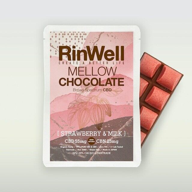 <RinWell>CBD+CBN Mellow ストロベリー＆ミルクチョコレートバー