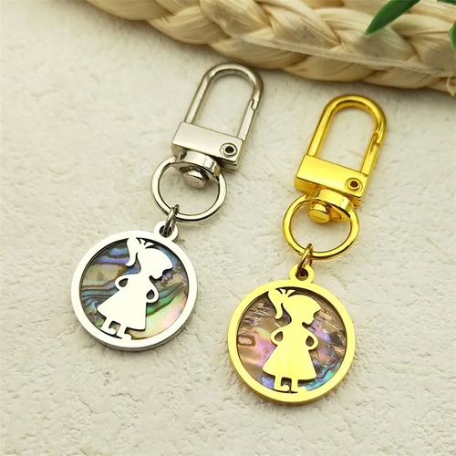 ペンダント 指輪 リング  動物 アニマル ステンレス ゴールド シルバー チェーン アワビ シェル ロング 鍵 レディース