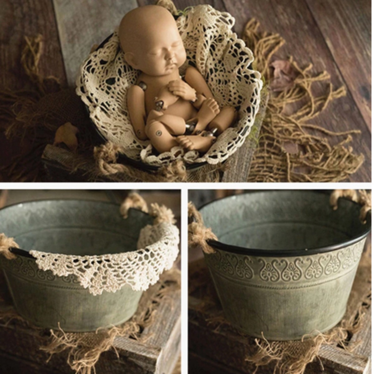 ニューボーンフォト　バケツ　かご　レトロ　アンティーク レトロなバケツ | ニューボーンフォトグッズ専門店 Lolo's