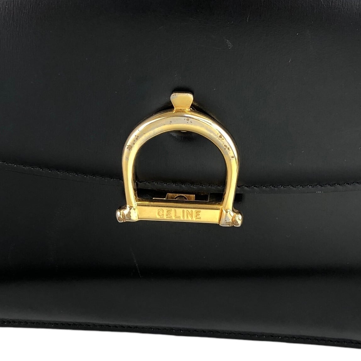 CELINE セリーヌ ショルダーバッグ ブラック ホースシュー レザー