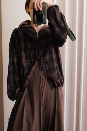 IKITSUKE sailor check blouse brown