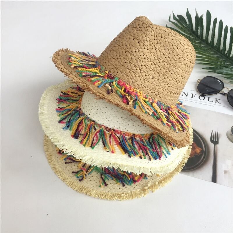 ビーチハット女性夏の海辺の休暇外出麦わら帽子バージョンの野生のtel親子日焼け止め日よけ小さな新鮮 ブラック・アイド・ピーズ60652640797