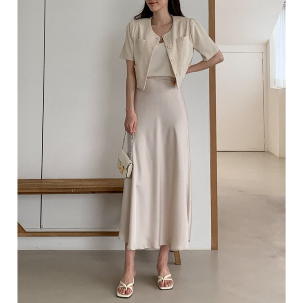 サテンスカート 2col 00090