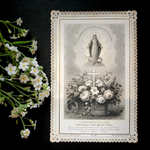 真珠貝のロザリオと聖母のホーリーカード