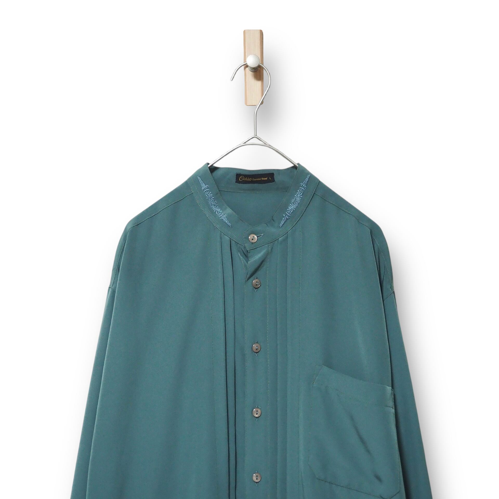 【VINTAGE】長袖バンドカラーシャツ