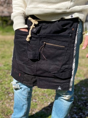 リメイクデニムメンズエプロン（前掛）リアルブラック