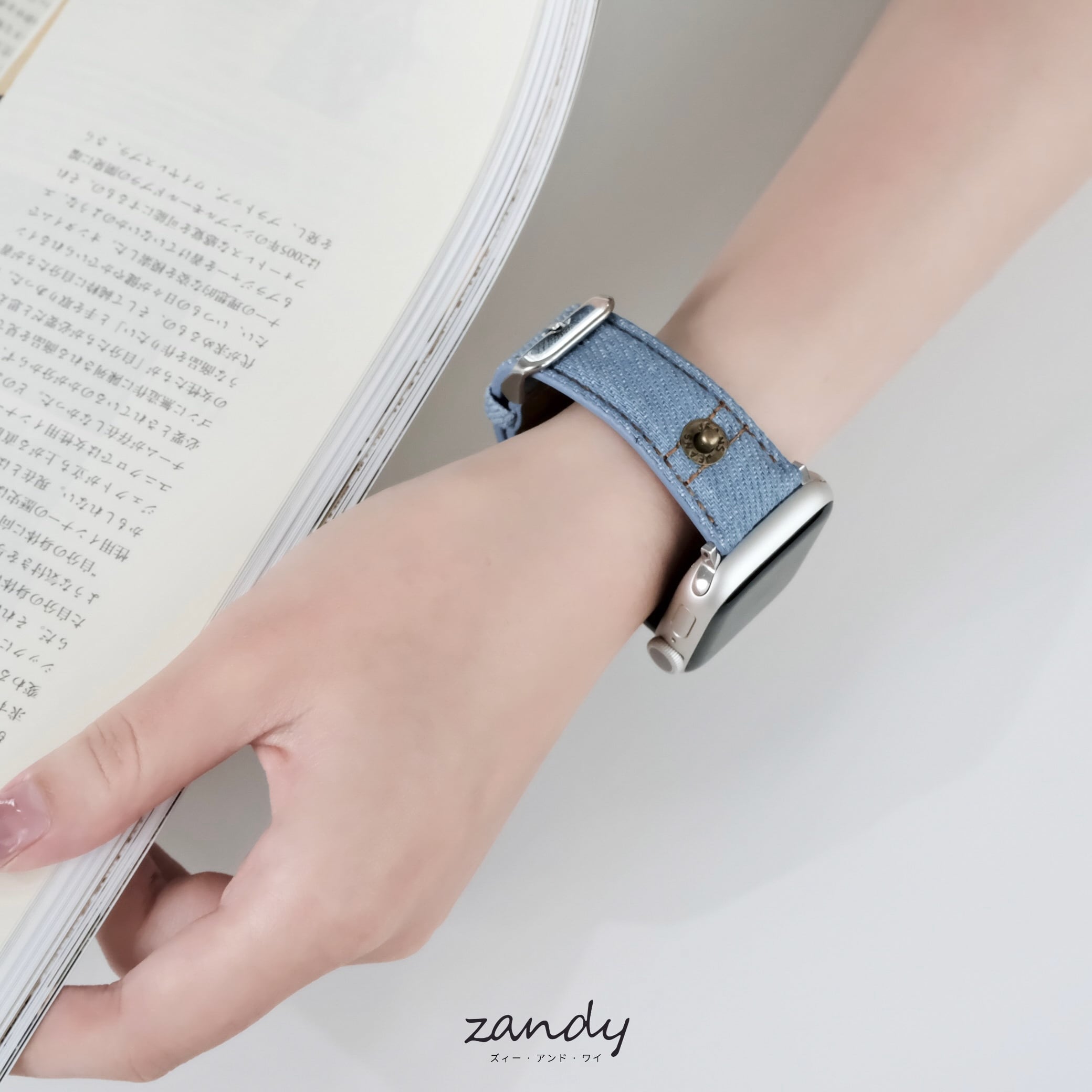 デニムレザーバンド】B008 アップルウォッチバンド デニム&レザー