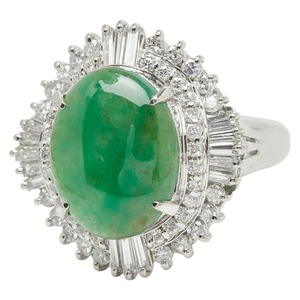 Pt900 プラチナ ヒスイ4.37ct ダイヤ1.02ct リング 指輪 レディース 12号 【中古】