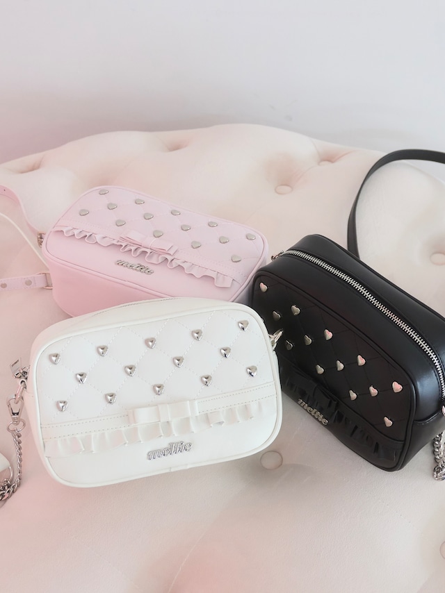 heart studs leather bag