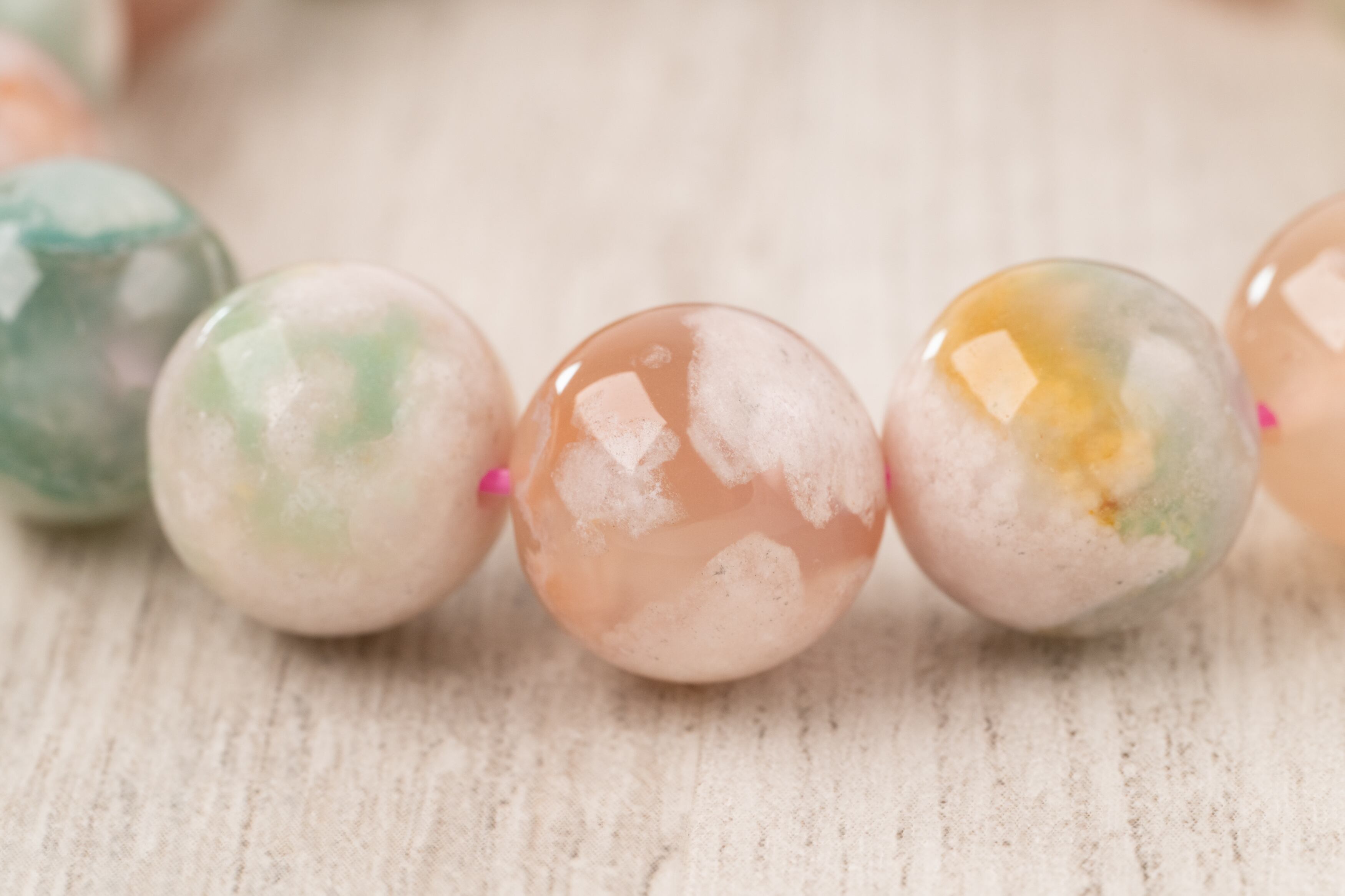 ◇一点物◇ 桜瑪瑙/チェリーブロッサムアゲート ブレスレット 14mm