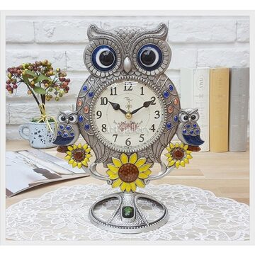 ワニ皮天燃木フクロウ両面時計 おしゃれ インテリア 静か 無音