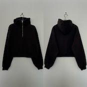 裏起毛ハーフZIPショート丈PK/ダークブラウン