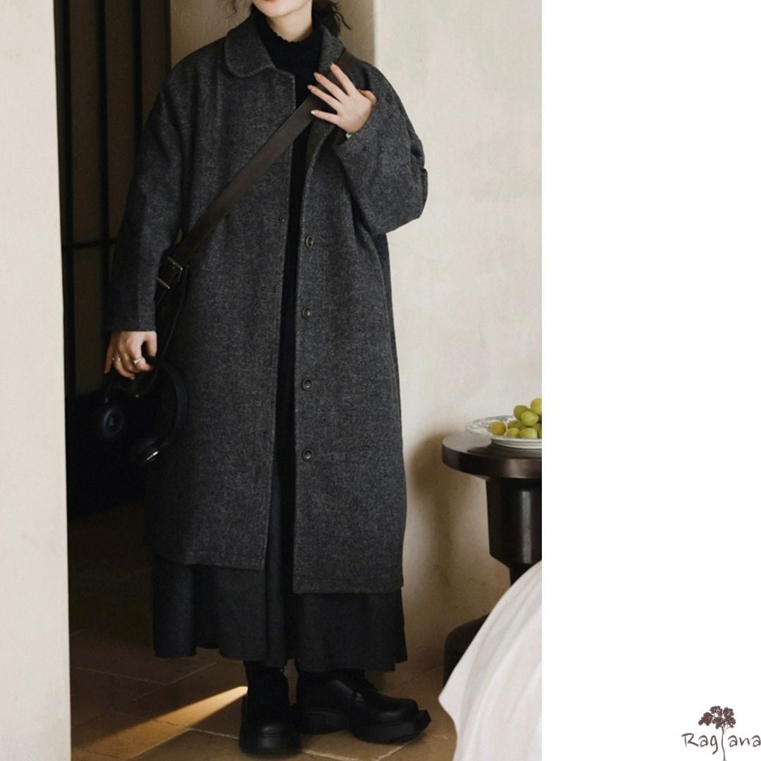 ダークグレー ロングコート ウール混紡 ウール混紡 ロングコート M 11496 | Raglana