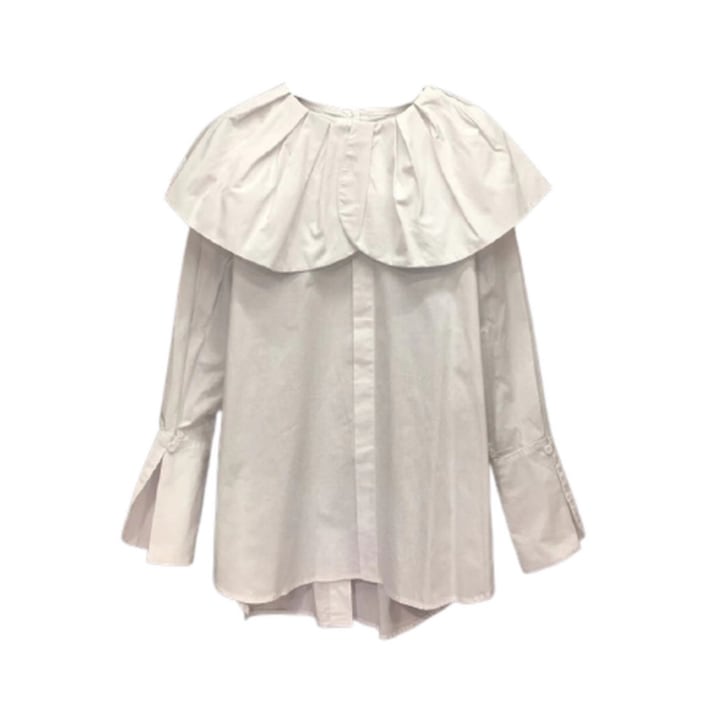 Wide collar back button blouse《2color》