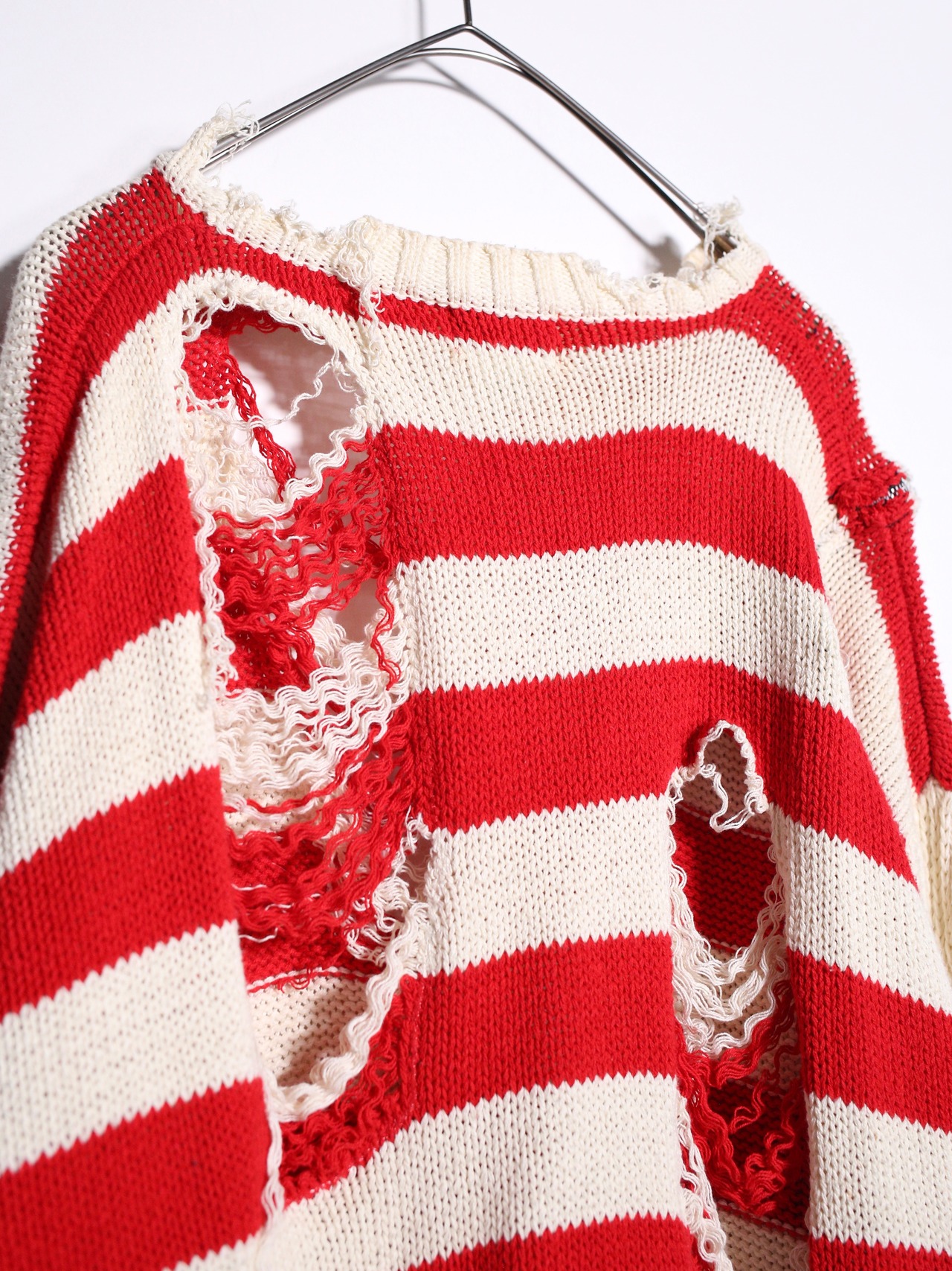 REMAKE / clash bolo × zip XXL over silhouette border knit - 16