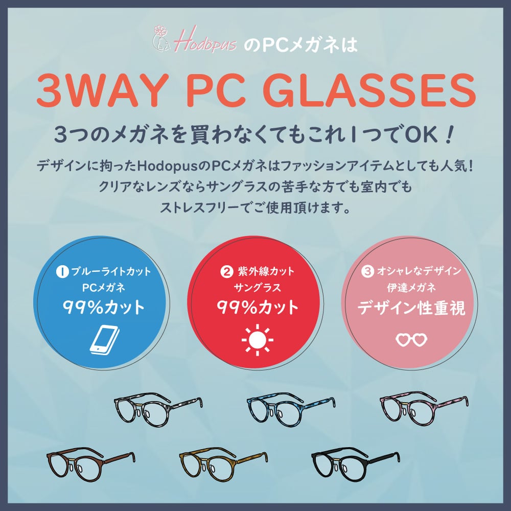 Hodopus] JIS検査済 PCメガネ ブルーライトカット メガネ ラウンド型
