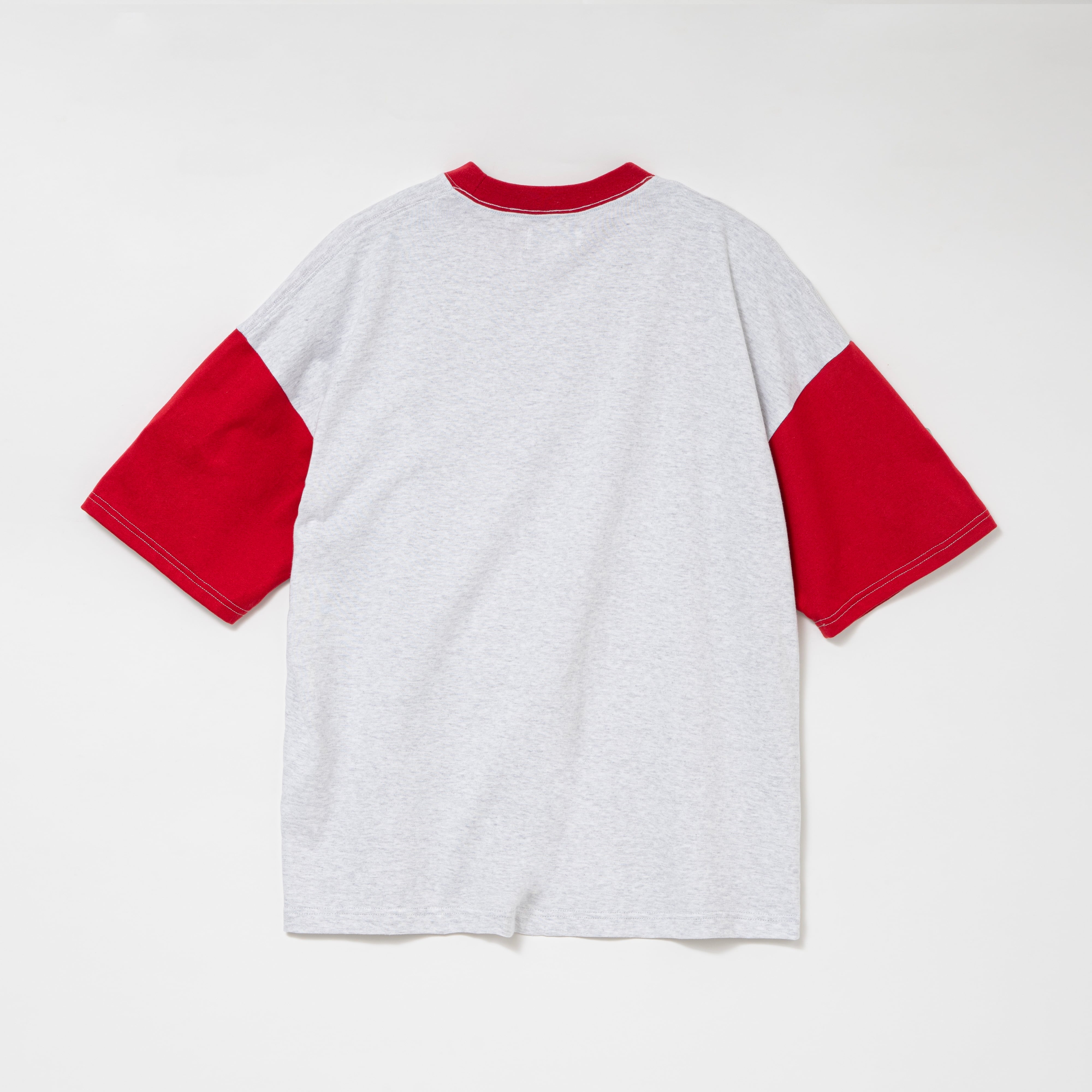 TTT wave logo ringer T-shirt（GREY × CHECK） | TTTMSW