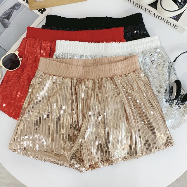 スパンコールウエストゴムショートパンツ 4色　S00363