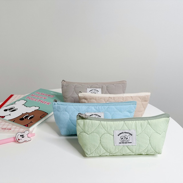 [1107] ゴンチル HEART キルティング ペンケース（全4色）