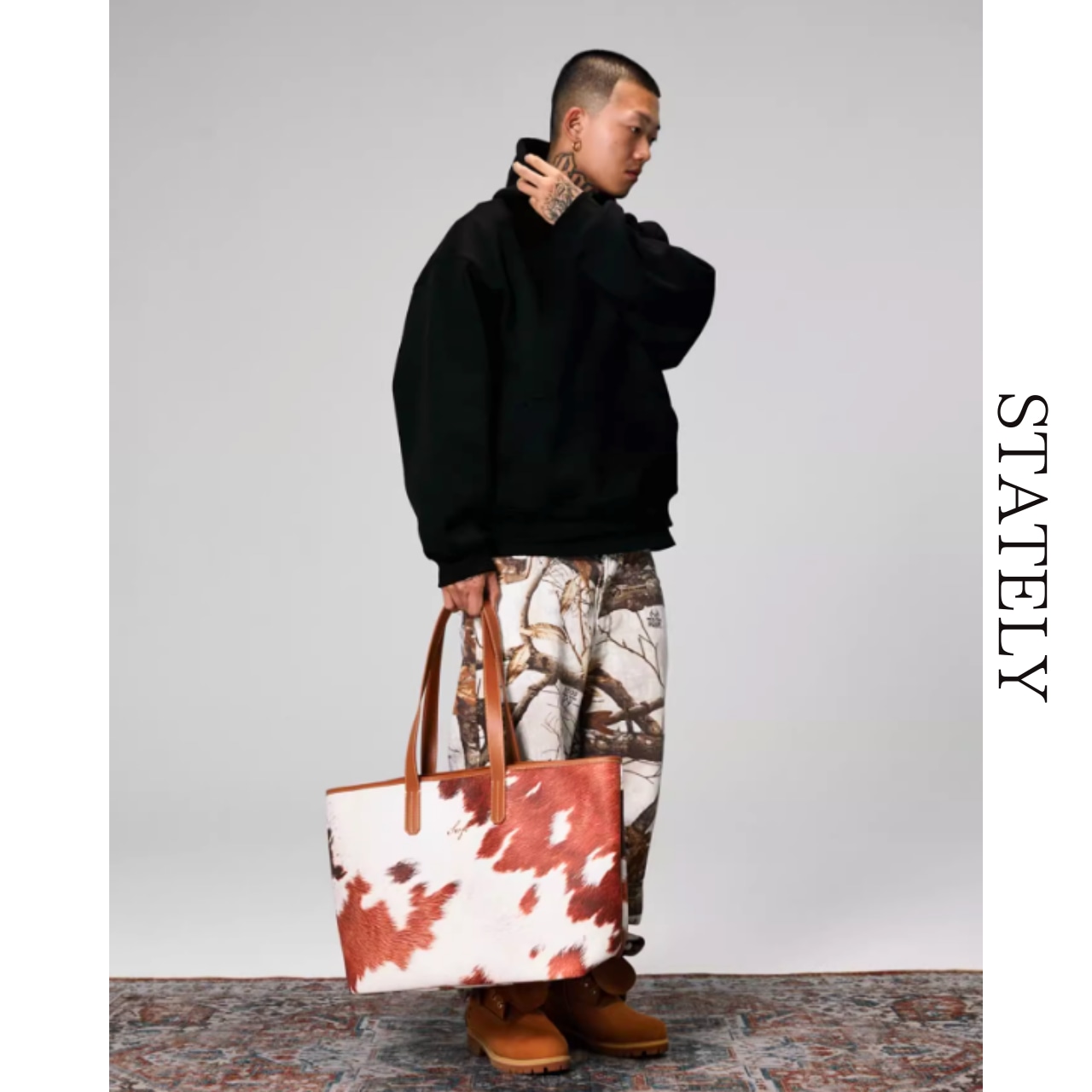 ハラコレザープリント ビッグトートバッグ_G01・画像2