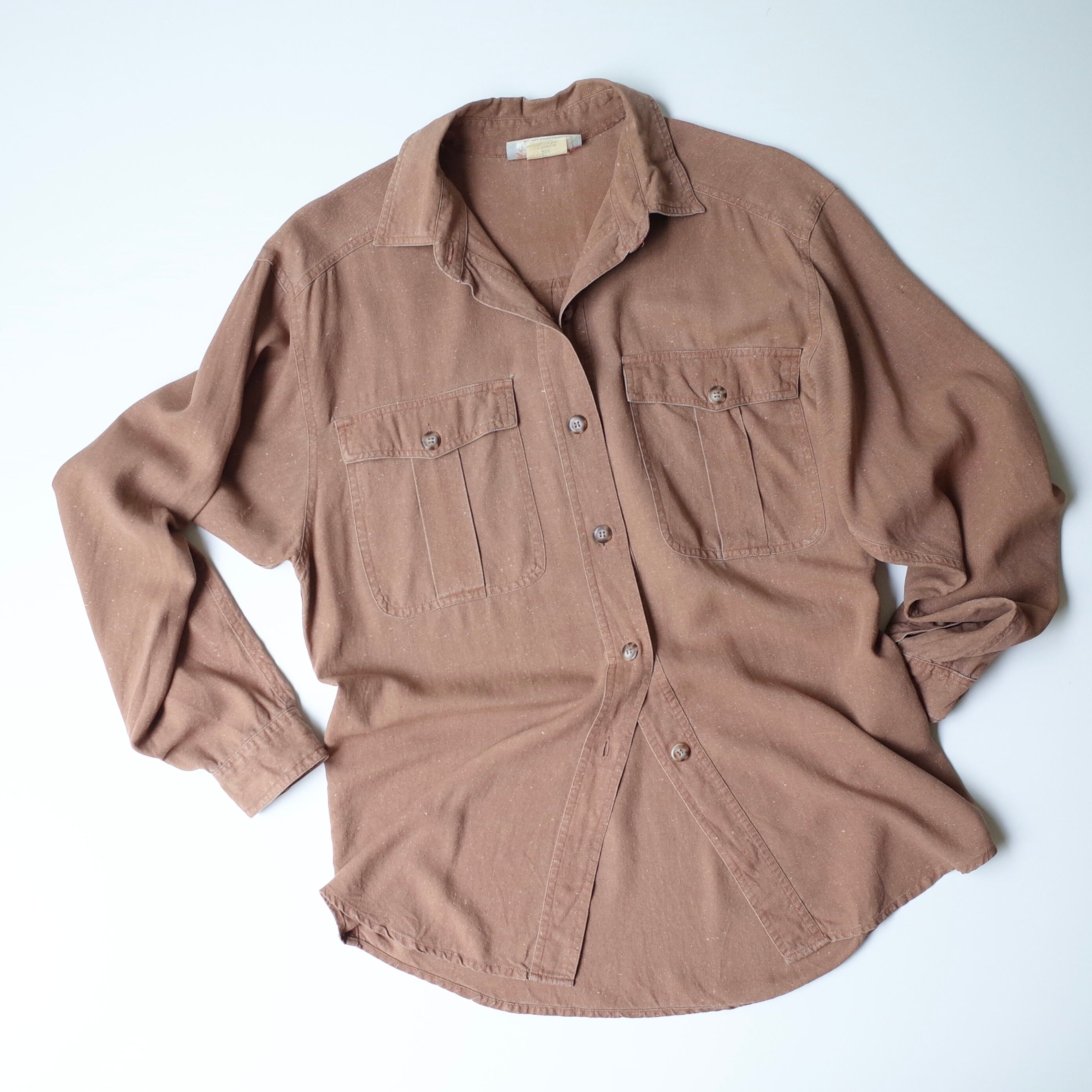 Raw silk flap pocket shirt