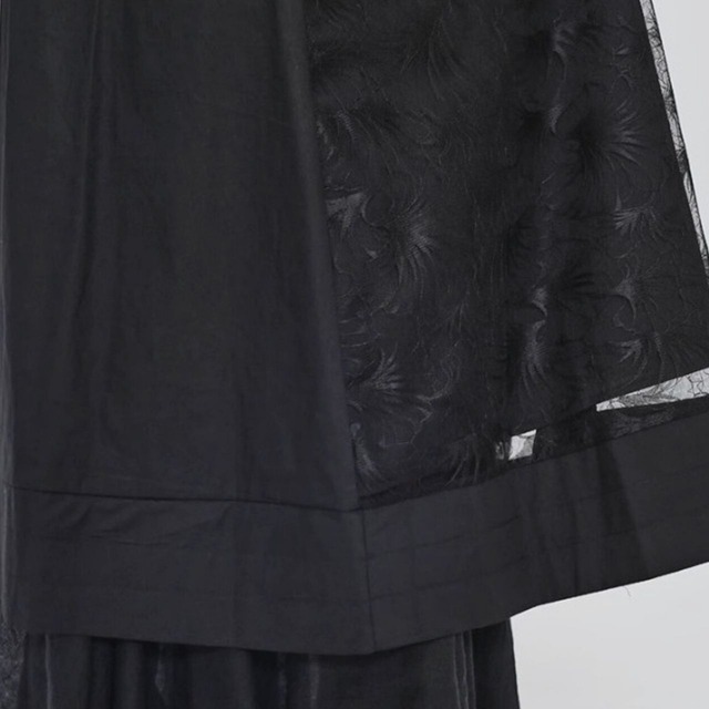 Flower design mesh stitch long shirt dress【2color】 C0857