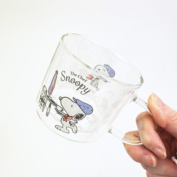 スヌーピー ダブルウォール耐熱グラス コップ カフェシェフ SNOOPY