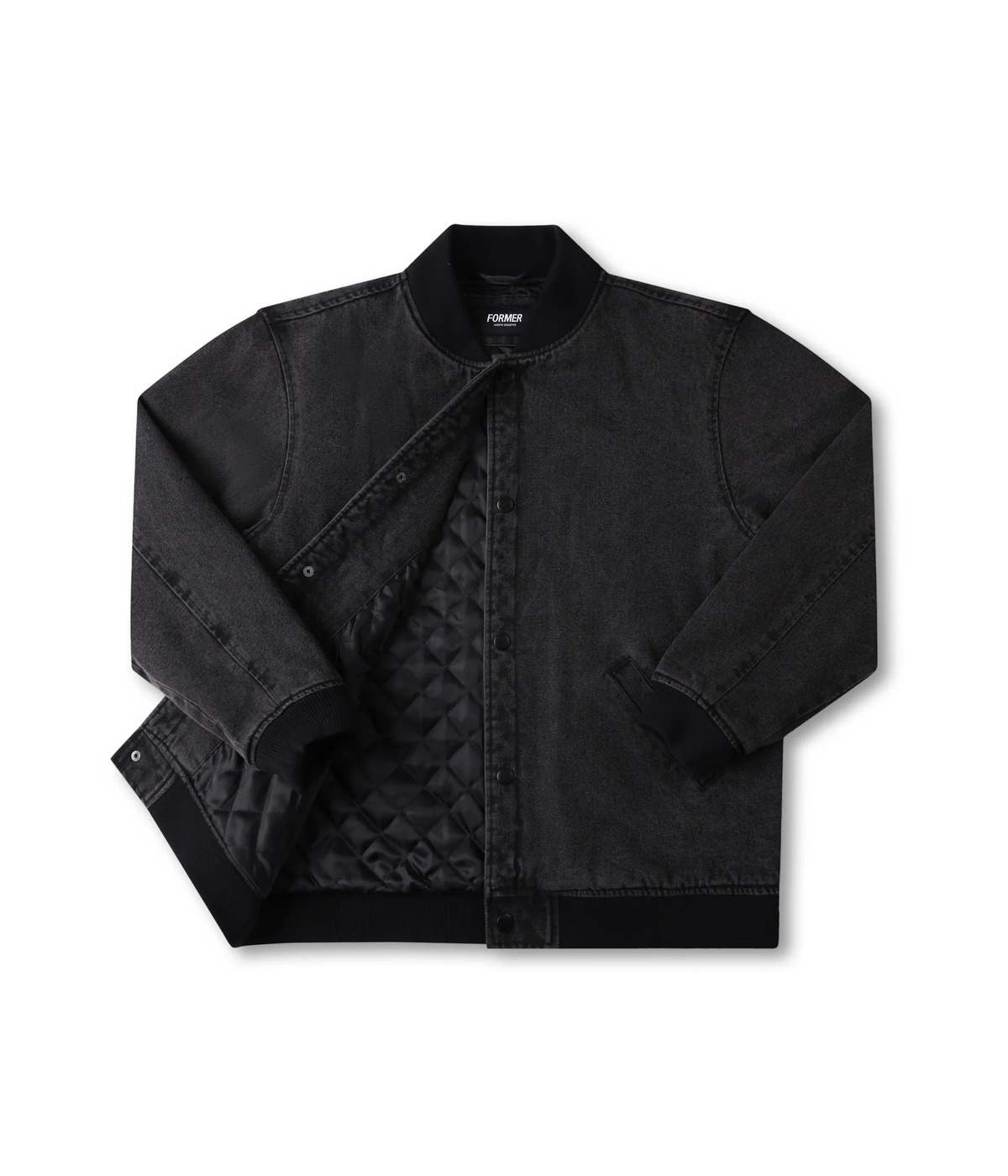 AG VARSITY JACKET // BLACK DENIM | baman
