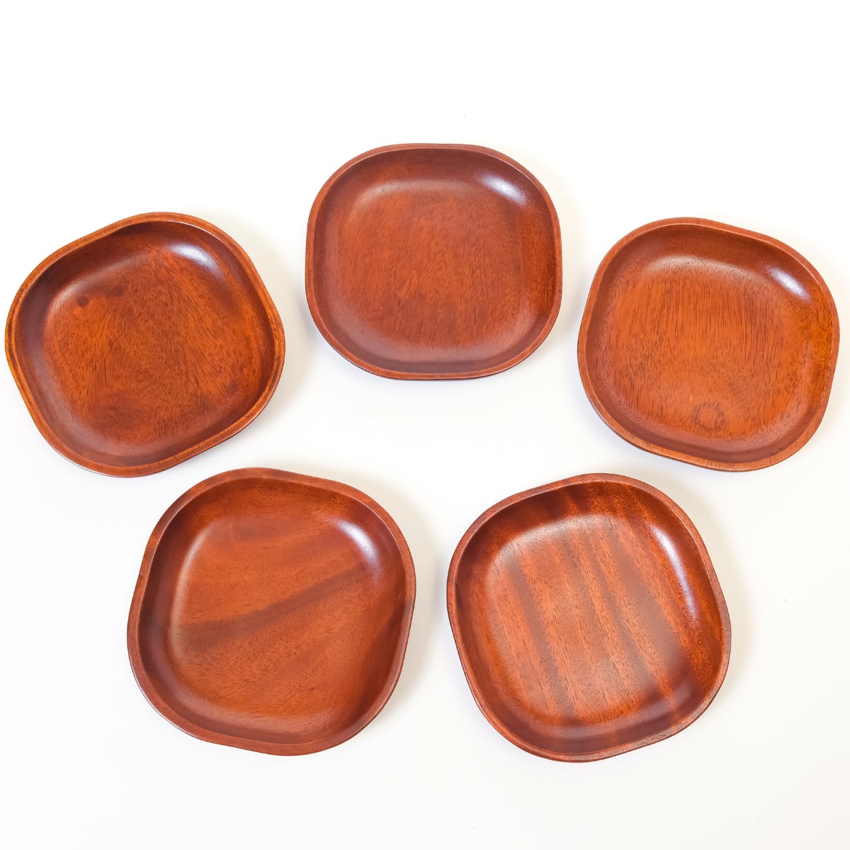 徳成] 取り皿 小皿セット (木製漆塗り/ 13.5cm/ 角丸四角) 5枚入り