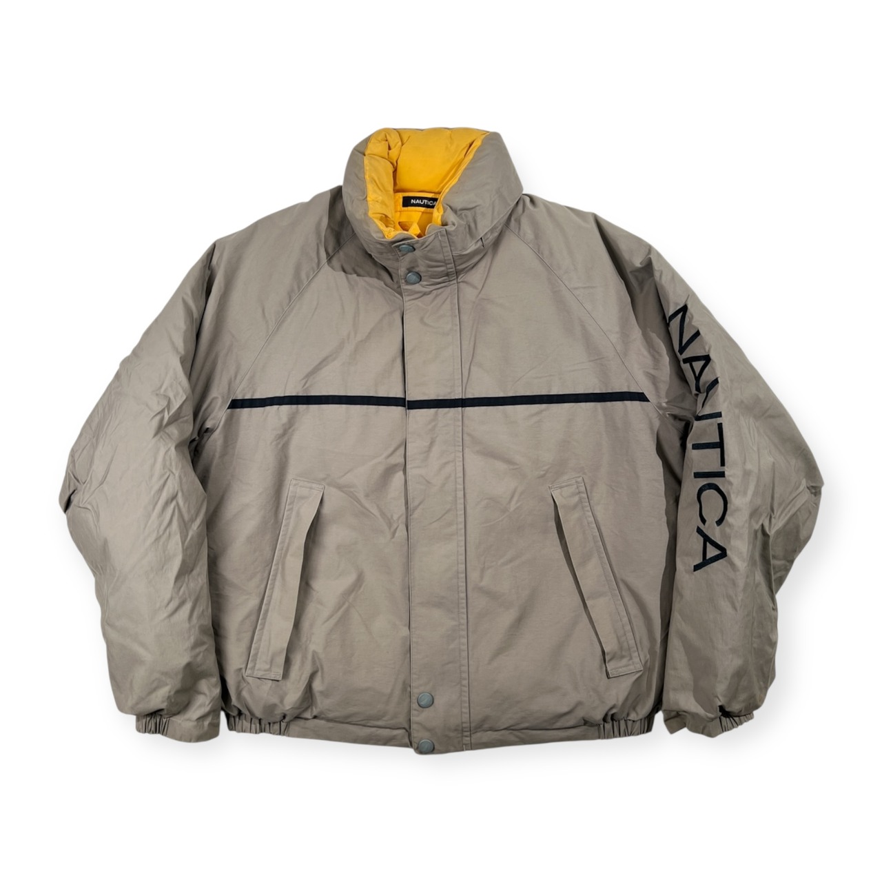 00s NAUTICA ノーティカ セーリング リバーシブル ダウンジャケット サイズ L /メンズ/グレー/イエロー/オールド