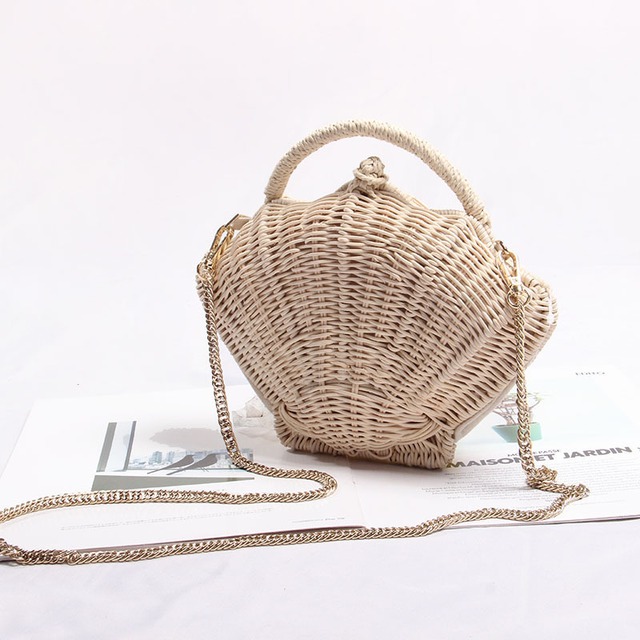 【即納】貝殻バッグ　shell rattan bag